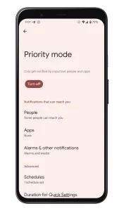 Приоритетный режим Android 13